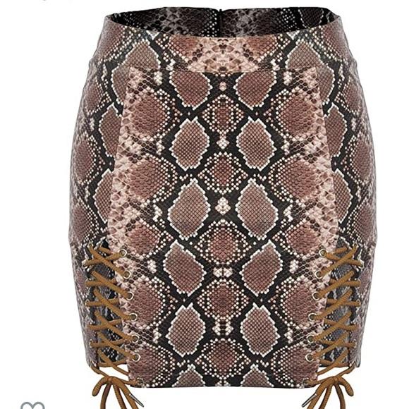 Sexy High Waist Lace Up Bodycon Snakeskin Skirt - Picture 8 of 11